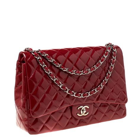 chanel red purses|red patent leather chanel bag.